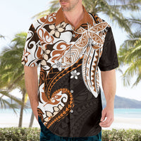 Monstera Plumeria Flowers Orange Hawaiian Shirt Polynesian Pattern