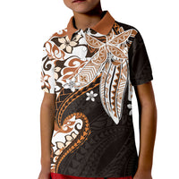 Monstera Plumeria Flowers Orange Kid Polo Shirt Polynesian Pattern LT01 Kid Orange - Polynesian Pride