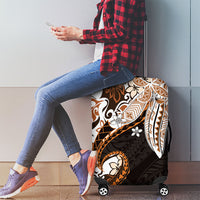 Monstera Plumeria Flowers Orange Luggage Cover Polynesian Pattern
