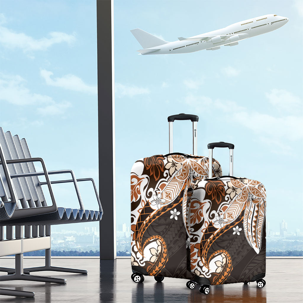 Monstera Plumeria Flowers Orange Luggage Cover Polynesian Pattern