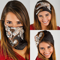 Monstera Plumeria Flowers Orange Neck Gaiter Polynesian Pattern