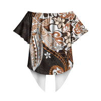 Monstera Plumeria Flowers Orange Off Shoulder Wrap Waist Top Polynesian Pattern LT01 - Polynesian Pride