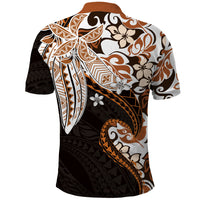 Monstera Plumeria Flowers Orange Polo Shirt Polynesian Pattern