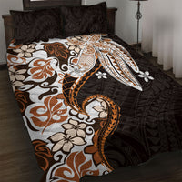 Monstera Plumeria Flowers Orange Quilt Bed Set Polynesian Pattern