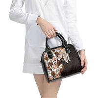 Monstera Plumeria Flowers Orange Shoulder Handbag Polynesian Pattern