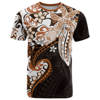 Monstera Plumeria Flowers Orange T Shirt Polynesian Pattern