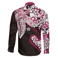 Monstera Plumeria Flowers Pink Family Matching Off Shoulder Short Dress and Hawaiian Shirt Polynesian Pattern LT01 - Polynesian Pride
