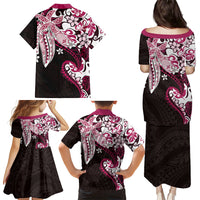 Monstera Plumeria Flowers Pink Family Matching Puletasi and Hawaiian Shirt Polynesian Pattern LT01 - Polynesian Pride