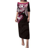 Monstera Plumeria Flowers Pink Family Matching Puletasi and Hawaiian Shirt Polynesian Pattern LT01 Mom's Dress Pink - Polynesian Pride