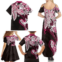 Monstera Plumeria Flowers Pink Family Matching Summer Maxi Dress and Hawaiian Shirt Polynesian Pattern LT01 - Polynesian Pride