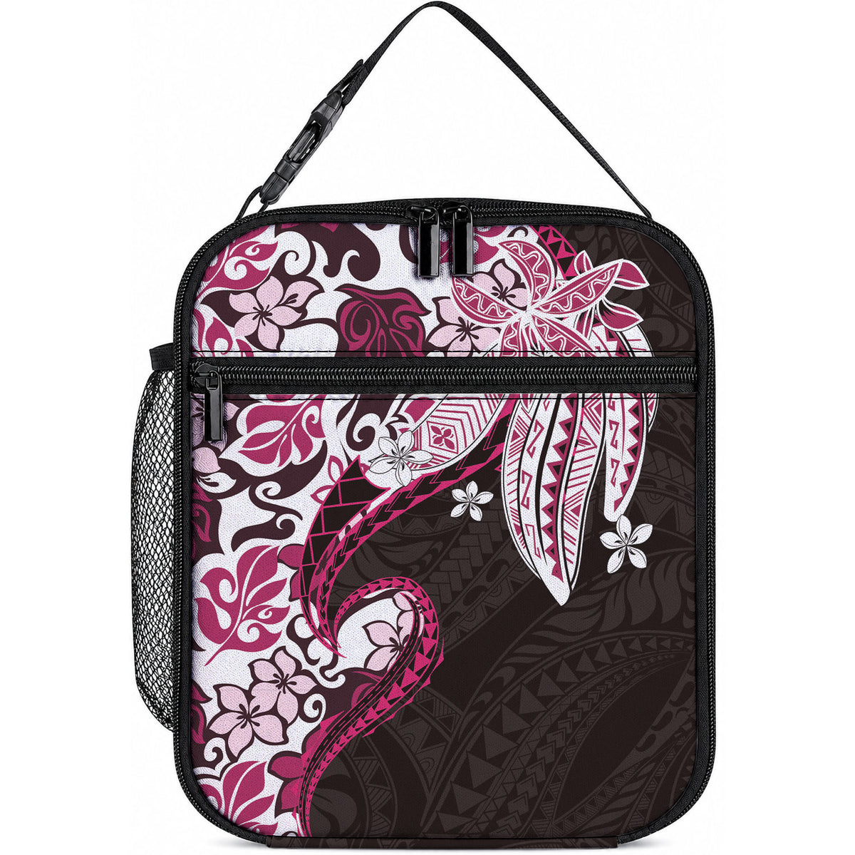 Monstera Plumeria Flowers Pink Lunch Bag Polynesian Pattern LT01 10.2 × 8.3 × 4.3 inch Pink - Polynesian Pride