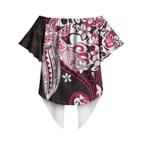Monstera Plumeria Flowers Pink Off Shoulder Wrap Waist Top Polynesian Pattern LT01 - Polynesian Pride