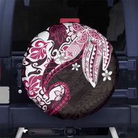 Monstera Plumeria Flowers Pink Spare Tire Cover Polynesian Pattern LT01 No hole Pink - Polynesian Pride