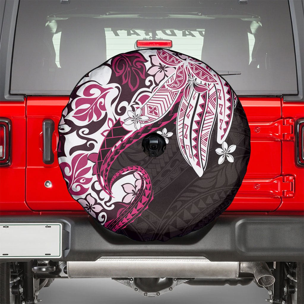 Monstera Plumeria Flowers Pink Spare Tire Cover Polynesian Pattern LT01 - Polynesian Pride
