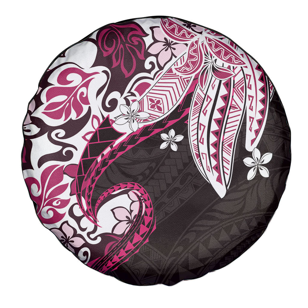 Monstera Plumeria Flowers Pink Spare Tire Cover Polynesian Pattern LT01 - Polynesian Pride