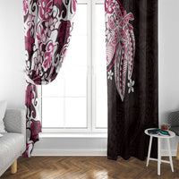 Monstera Plumeria Flowers Pink Window Curtain Polynesian Pattern
