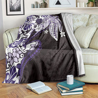 Monstera Plumeria Flowers Purple Blanket Polynesian Pattern