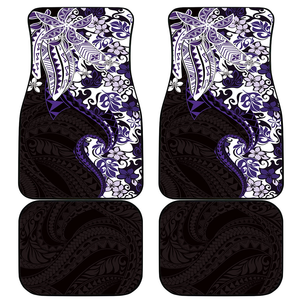 Monstera Plumeria Flowers Purple Car Mats Polynesian Pattern