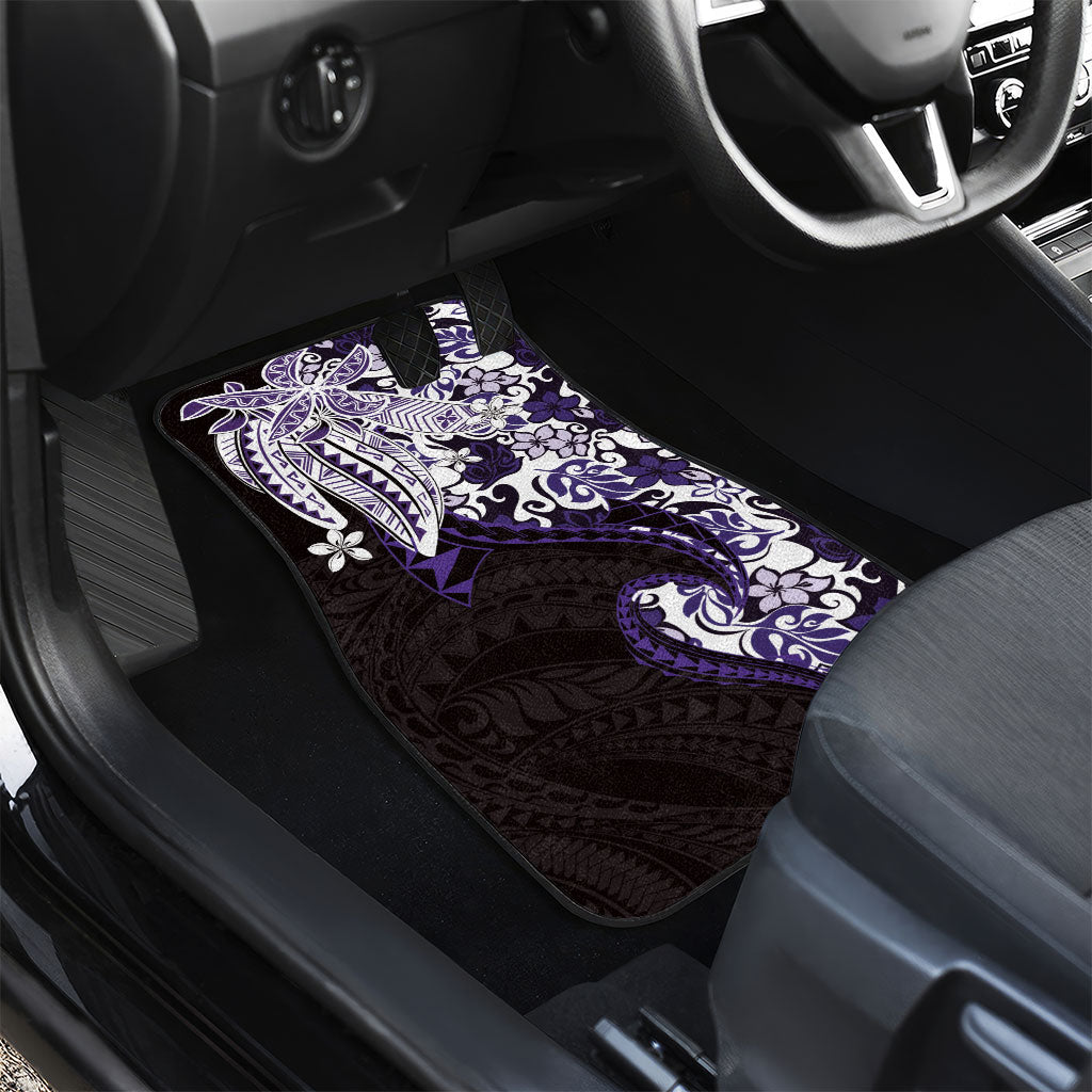 Monstera Plumeria Flowers Purple Car Mats Polynesian Pattern