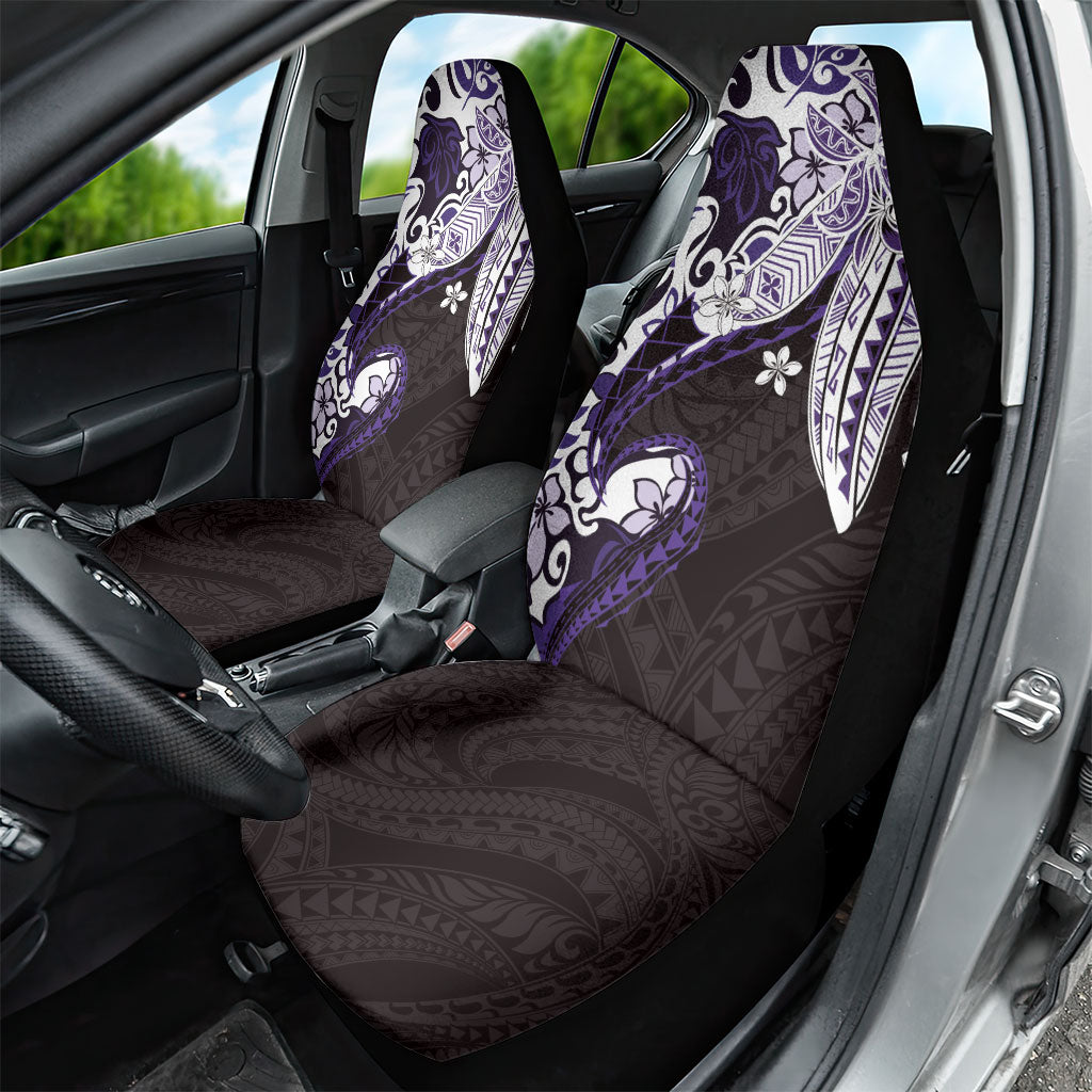 Monstera Plumeria Flowers Purple Car Seat Cover Polynesian Pattern