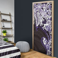 Monstera Plumeria Flowers Purple Door Cover Polynesian Pattern