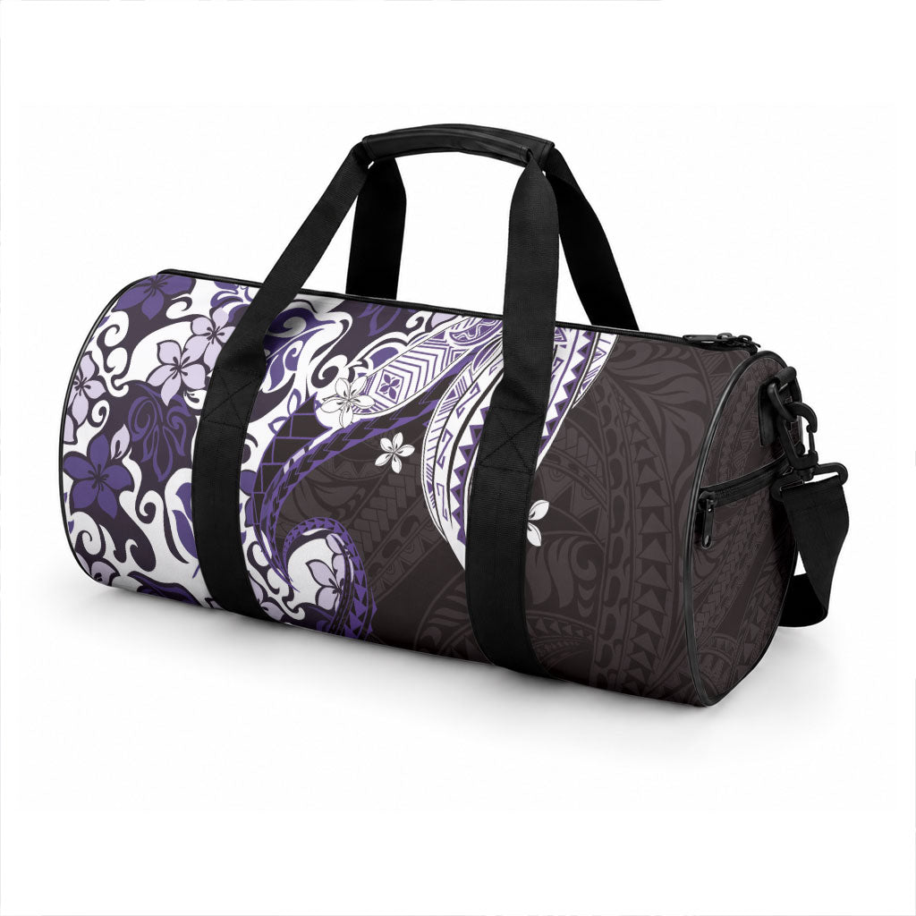Monstera Plumeria Flowers Purple Duffle Bag Polynesian Pattern LT01 - Polynesian Pride