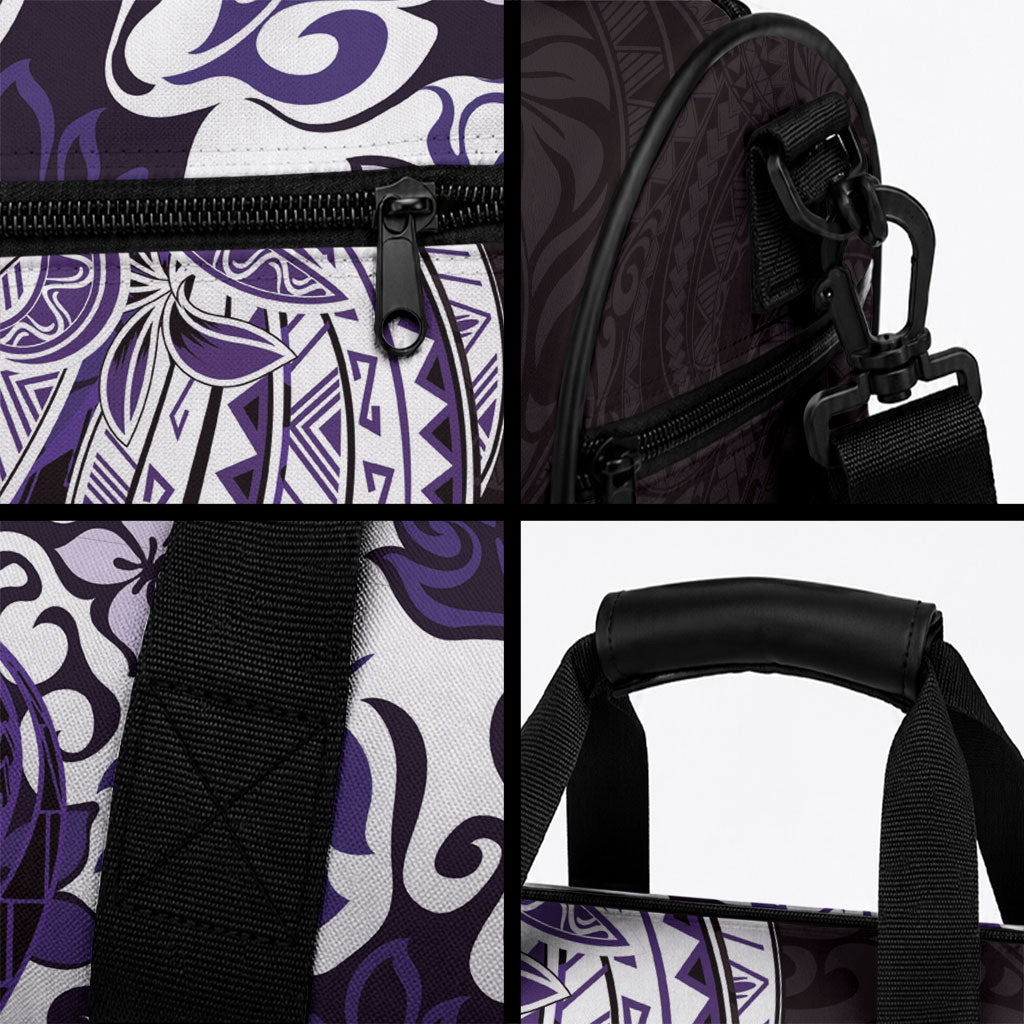 Monstera Plumeria Flowers Purple Duffle Bag Polynesian Pattern LT01 - Polynesian Pride