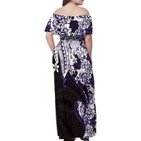 Monstera Plumeria Flowers Purple Family Matching Off Shoulder Maxi Dress and Hawaiian Shirt Polynesian Pattern LT01 - Polynesian Pride