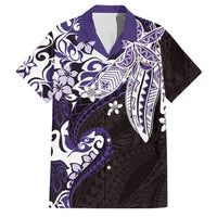 Monstera Plumeria Flowers Purple Family Matching Tank Maxi Dress and Hawaiian Shirt Polynesian Pattern LT01 Dad's Shirt - Short Sleeve Purple - Polynesian Pride