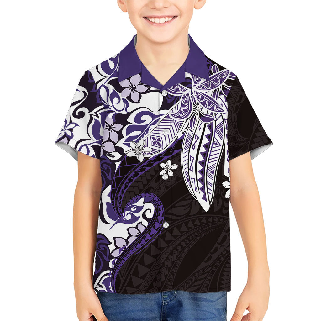 Monstera Plumeria Flowers Purple Family Matching Tank Maxi Dress and Hawaiian Shirt Polynesian Pattern LT01 Son's Shirt Purple - Polynesian Pride