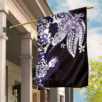 Monstera Plumeria Flowers Purple Garden Flag Polynesian Pattern