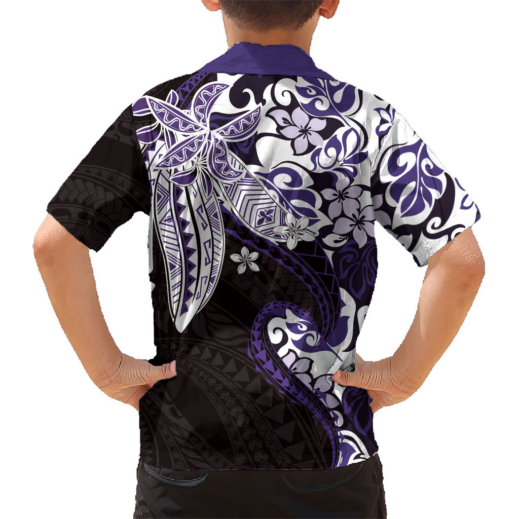 Monstera Plumeria Flowers Purple Hawaiian Shirt Polynesian Pattern