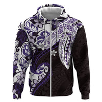 Monstera Plumeria Flowers Purple Hoodie Polynesian Pattern