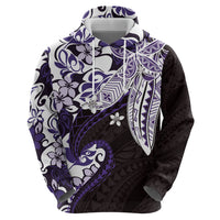 Monstera Plumeria Flowers Purple Hoodie Polynesian Pattern