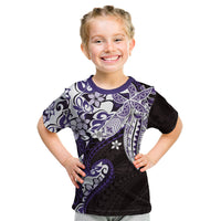 Monstera Plumeria Flowers Purple Kid T Shirt Polynesian Pattern LT01 Purple - Polynesian Pride