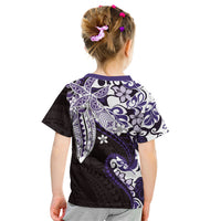 Monstera Plumeria Flowers Purple Kid T Shirt Polynesian Pattern LT01 - Polynesian Pride