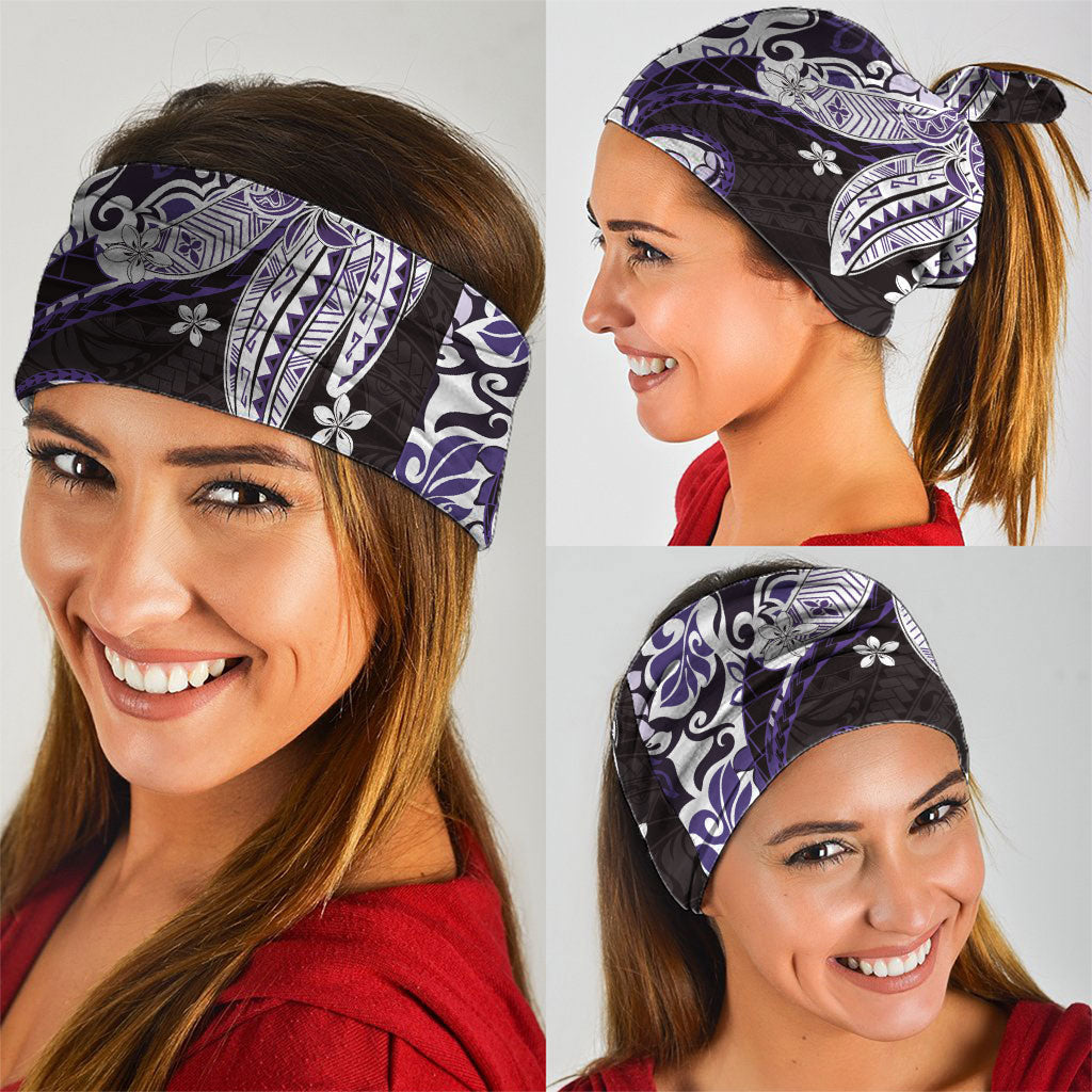 Monstera Plumeria Flowers Purple Neck Gaiter Polynesian Pattern