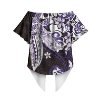 Monstera Plumeria Flowers Purple Off Shoulder Wrap Waist Top Polynesian Pattern LT01 - Polynesian Pride