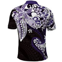 Monstera Plumeria Flowers Purple Polo Shirt Polynesian Pattern