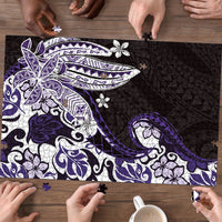Monstera Plumeria Flowers Purple Puzzle Polynesian Pattern