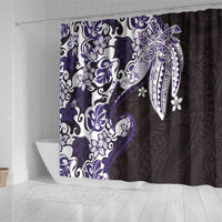 Monstera Plumeria Flowers Purple Shower Curtain Polynesian Pattern