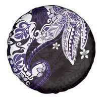 Monstera Plumeria Flowers Purple Spare Tire Cover Polynesian Pattern