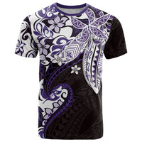 Monstera Plumeria Flowers Purple T Shirt Polynesian Pattern