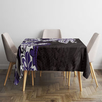 Monstera Plumeria Flowers Purple Tablecloth Polynesian Pattern