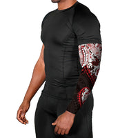 Monstera Plumeria Flowers Red Arm Sleeves Polynesian Pattern