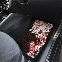 Monstera Plumeria Flowers Red Car Mats Polynesian Pattern