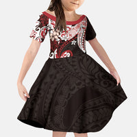 Monstera Plumeria Flowers Red Family Matching Mermaid Dress and Hawaiian Shirt Polynesian Pattern LT01 Daughter's Dress Red - Polynesian Pride