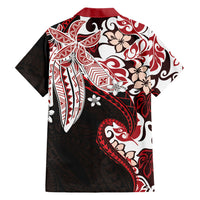 Monstera Plumeria Flowers Red Family Matching Mermaid Dress and Hawaiian Shirt Polynesian Pattern LT01 - Polynesian Pride