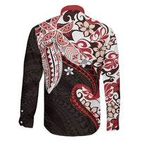 Monstera Plumeria Flowers Red Family Matching Mermaid Dress and Hawaiian Shirt Polynesian Pattern LT01 - Polynesian Pride