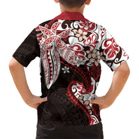 Monstera Plumeria Flowers Red Kid Hawaiian Shirt Polynesian Pattern LT01 - Polynesian Pride